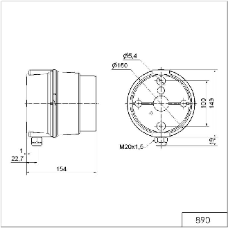 Feu permanent 12-240V VERT IP65 Ø150mm GRIS-Lire la description