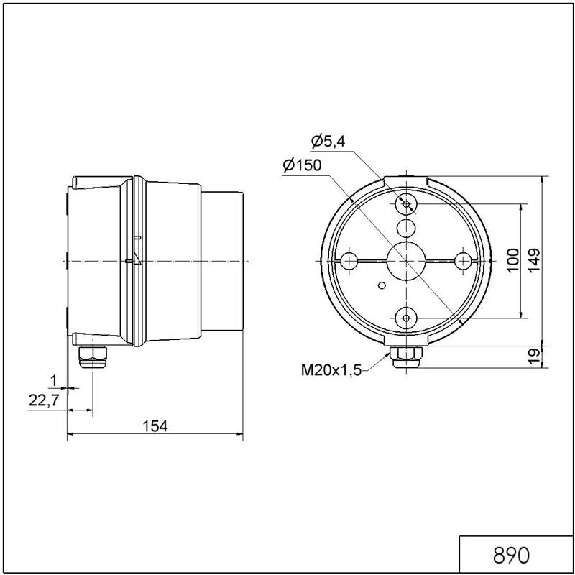 Feu permanent 12-240V VERT IP65 Ø150mm GRIS Feu permanent 12-240V VERT IP65 Ø150mm GRIS-Lire la description