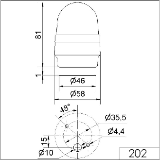 Feu à éclats BM 230VAC ROUGE IP65 Ø58mm NOIR-Lire la description
