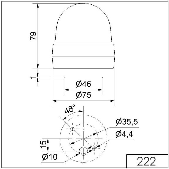 Feu à éclats BM 230VAC ROUGE IP65 Ø75mm NOIR Feu à éclats BM 230VAC ROUGE IP65 Ø75mm NOIR-Lire la description