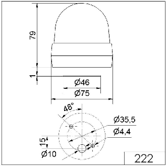 Feu à éclats BM 230VAC ROUGE IP65 Ø75mm NOIR-Lire la description