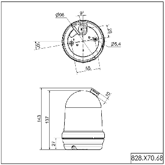Feu à éclats BM 230VAC TRANSPARENT IP65 Ø98mm NOIR-Lire la description