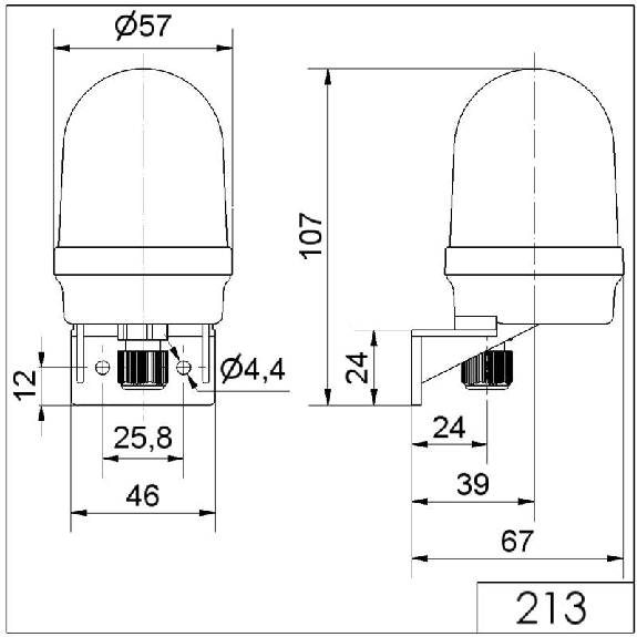 Feu permanent WM 12-240V BLEU Ø57mm IP65 NOIR-Lire la description