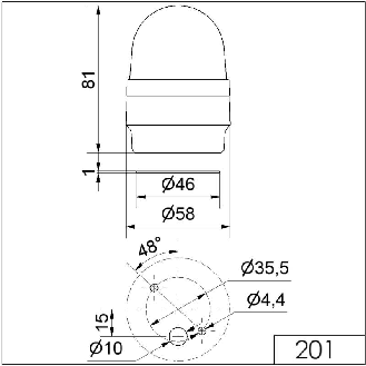Feu permanent DEL BM 230VAC VERT IP65 Ø58mm NOIR-Lire la description