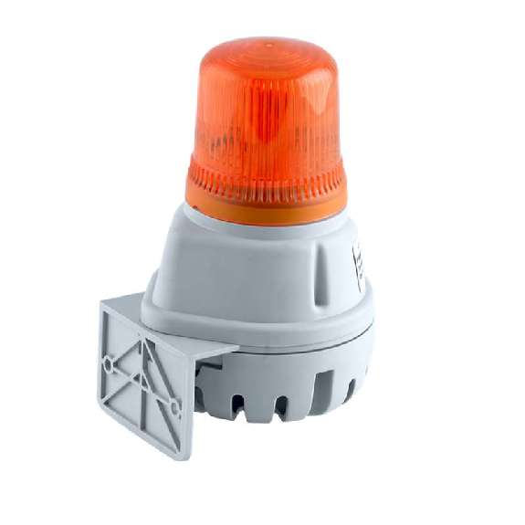 Trompe 100dB avec flash 1J 230Vac/dc optique Orange IP65 Trompe 100dB avec flash 1J 230Vac/dc optique Orange IP65-Lire la description