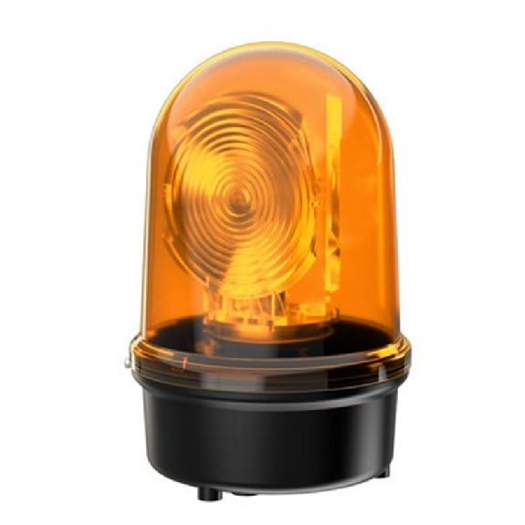 Feu rotatif Fresnel 115-230VAC ORANGE IP65 Ø142mm NOIR-Lire la description