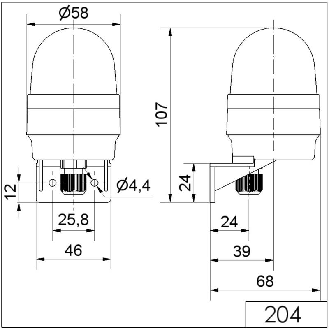 Feu permanent DEL WM 230VAC VERT Ø58mm IP65 NOIR-Lire la description
