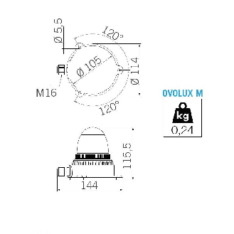 Feu OVOLUX LED VERT M V90/240A IP65 GRIS-Lire la description