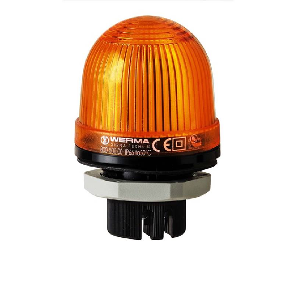 Feu permanent DEL EM 115VAC ORANGE Ø57mm IP65 NOIR-Lire la description