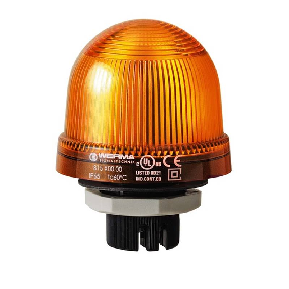Feu permanent DEL EM 115VAC ORANGE IP65 Ø75mm NOIR-Lire la description