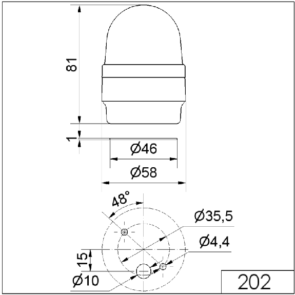 Feu à éclats BM 230VAC VERT IP65 Ø58mm NOIR-Lire la description