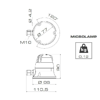 Feu MICROLAMP XENON ROUGE V12/24DAC IP54 Ø77mm GRIS-Lire la description