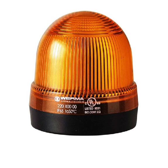 Feu permanent DEL BM 230VAC ORANGE IP65 Ø75mm NOIR-Lire la description
