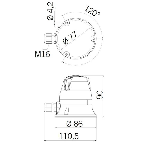 Feu MICROLAMP XENON VERT V12/24DAC IP54 Ø77mm GRIS-Lire la description