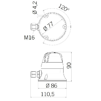 Feu MICROLAMP XENON VERT V12/24DAC IP54 Ø77mm GRIS-Lire la description