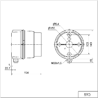 Feu permanent DEL BWM 230VAC RD/YE/GN IP65 Ø150mm GRIS-Lire la description