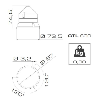 Feu CTL600 LED VERT V12/24DAC IP54 Ø60mm GRIS-Lire la description