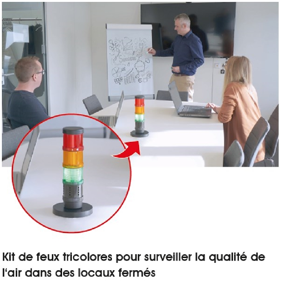Feu de signalisation de CO2 1000ppm 230Vac IP20 Ø70mm NOIR câble 1.5m-Lire la description
