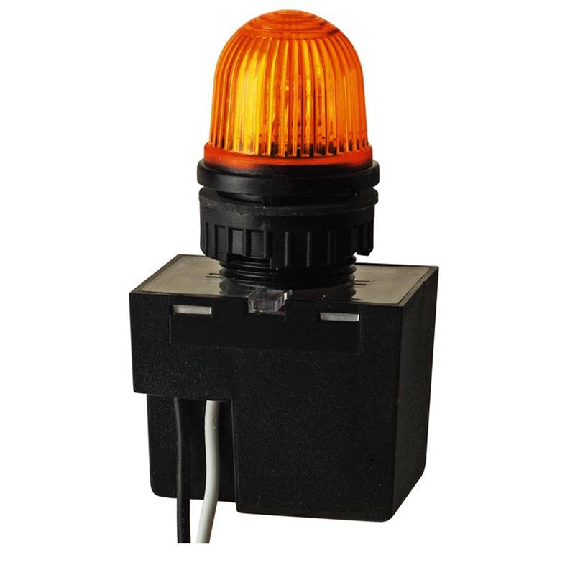 Feu à éclats EM 24VDC ORANGE Ø29mm IP65 NOIR-Lire la description