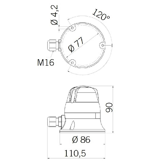 Feu MICROLAMP FIXE/FLASH ORANGE V24/240AC IP54 Ø77mm GRIS-Lire la description