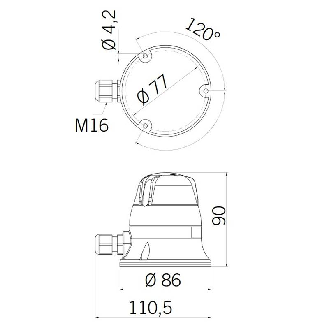 Feu MICROLAMP FIXE/FLASH ORANGE V24/240AC IP54 Ø77mm GRIS-Lire la description