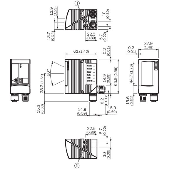 Lecteur de codes Multitrames, Long Range, Frontal, Focale fixe-Lire la description