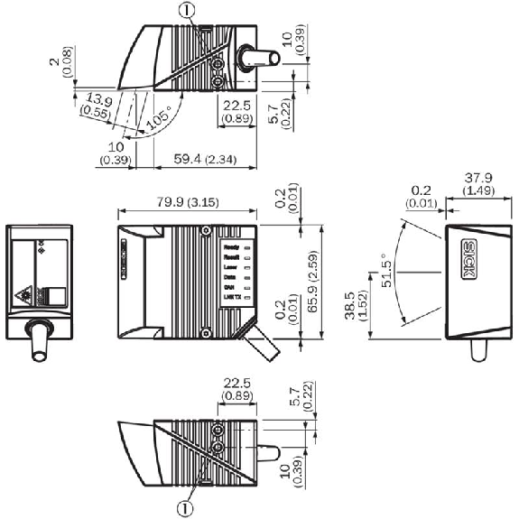 Lecteur de codes Multitrames, Focale fixe, Latéral, 55...200mm Lecteur de codes Multitrames, Focale fixe, Latéral, 55...200mm-Lire la description