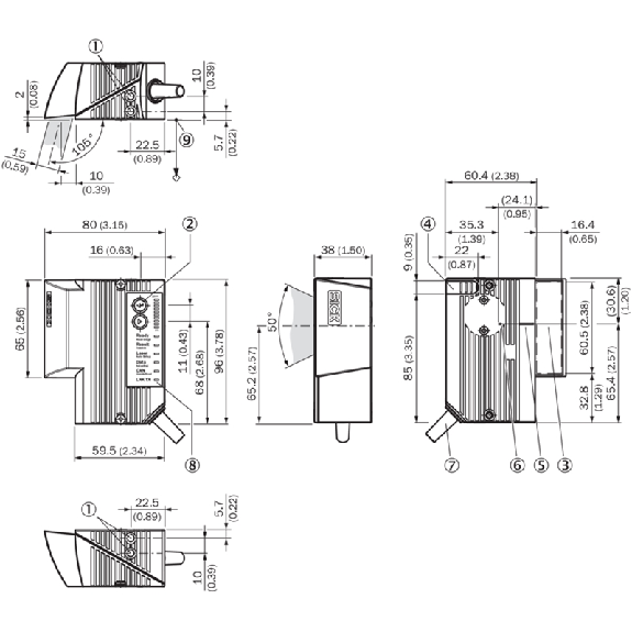 Lecteur de codes Multitrames, Focale fixe, Latéral, Long Range Lecteur de codes Multitrames, Focale fixe, Latéral, Long Range-Lire la description
