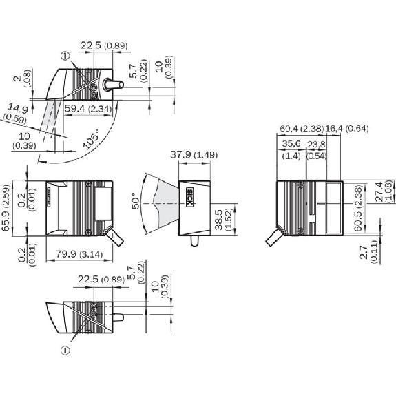 Lecteur de codes Multitrames, Focale fixe, Latéral, 45...345mm Lecteur de codes Multitrames, Focale fixe, Latéral, 45...345mm-Lire la description