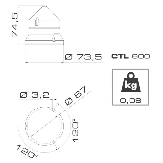 Feu CTL600 LED ROUGE V12/24DAC IP54 Ø60mm GRIS-Lire la description