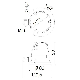 Feu MICROLAMP FIXE/FLASH ORANGE V12/48DC IP54 Ø77mm GRIS-Lire la description