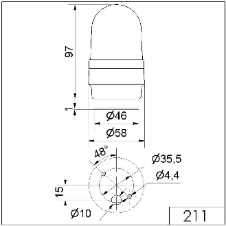 Feu permanent DEL BM 230VAC VERT IP66 Ø62mm NOIR-Lire la description