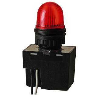 Feu à éclats EM 24VDC ROUGE Ø29mm IP65 NOIR-Lire la description