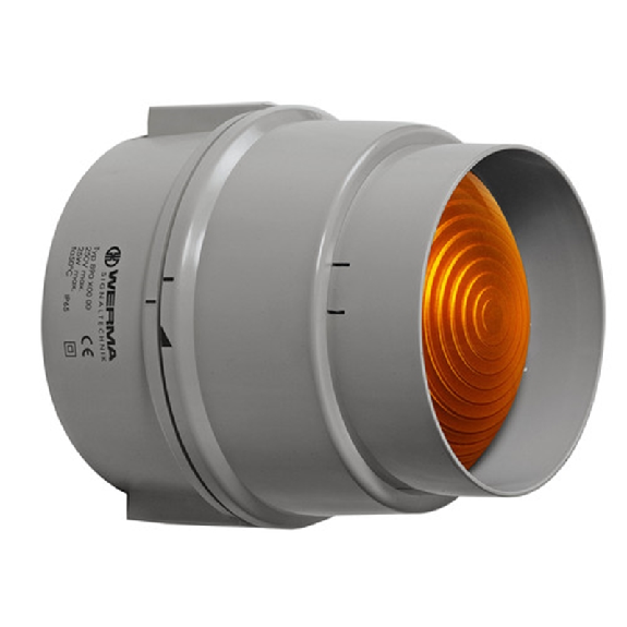 Feu permanent 12-240V ORANGE IP65 Ø150mm GRIS Feu permanent 12-240V ORANGE IP65 Ø150mm GRIS-Lire la description
