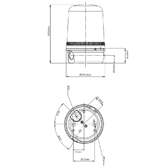 Feu LED multimodes 230Vac Vert 150xø100mm IP65-Lire la description