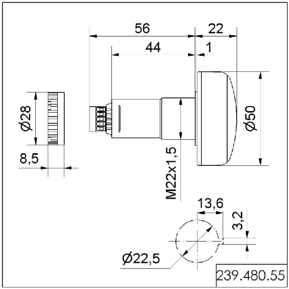 Feu encastrable à LED MULTICOULEUR 24Vdc IP65 Ø50mm-Lire la description