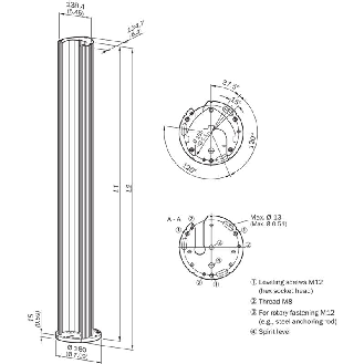 Colonne de montage pour barrages immatériels de sécurité H=2420mm-Lire la description