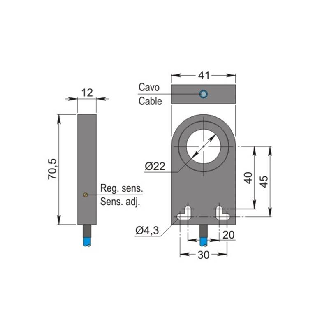 DPI Annulaire Ø=22mm 2 fils NAMUR 41x70.5x12mm / Câble 2m PVC-Lire la description