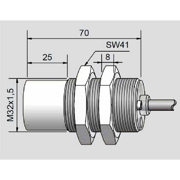 DPC Ex M32 PNP NO+NF P20mm non noyé 70(45)mm PTFE / Câble 3m PVC DPC Ex M32 PNP NO+NF P20mm non noyé 70(45)mm PTFE / Câble 3m PVC-Lire la description