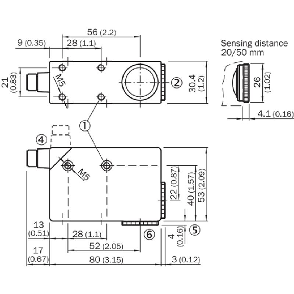 Dét. luminescence PNP/NPN P=20mm Led UV 0-13mA LO / M12 5P-Lire la description