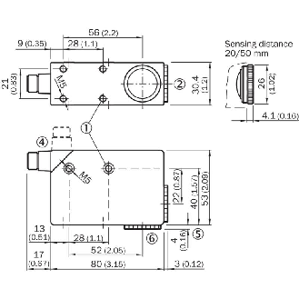 Dét. luminescence PNP/NPN P=20mm Led UV 0-13mA LO / M12 5P-Lire la description