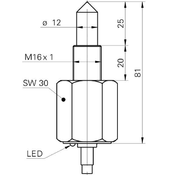 Détecteur optique de niveau M16*81 PNP LO / Câble 2m-Lire la description