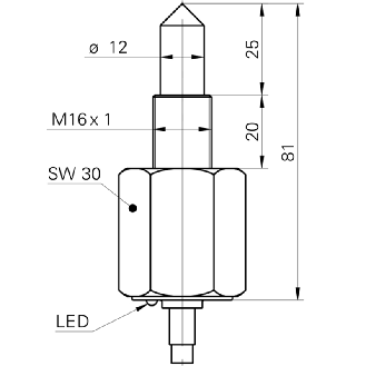 Détecteur optique de niveau M16*81 PNP LO / Câble 2m-Lire la description