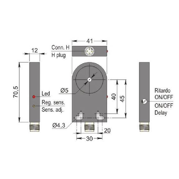 DPI Annulaire Ø=5mm PNP NO+NF 10-30Vdc / M12 4P-Lire la description