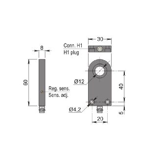DPI Annulaire Ø=12mm 2 fils NAMUR NF 30x8x60mm Plast 5-30Vdc / M08 3P-Lire la description