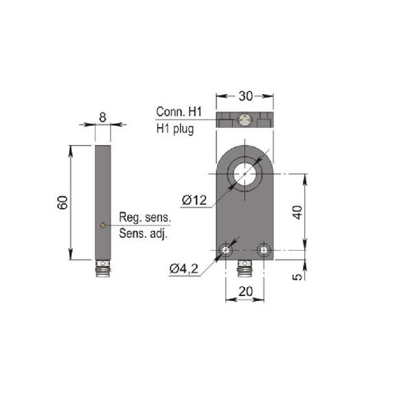 DPI Annulaire Ø=12mm 2 fils NAMUR NF 30x8x60mm Plast 5-30Vdc / M08 3P-Lire la description