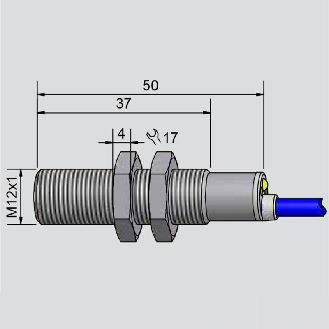 DPC Ex M12 2 fils DC NAMUR P2mm noyé 50(37)mm Inox V2A / Câble 2m PVC-Lire la description