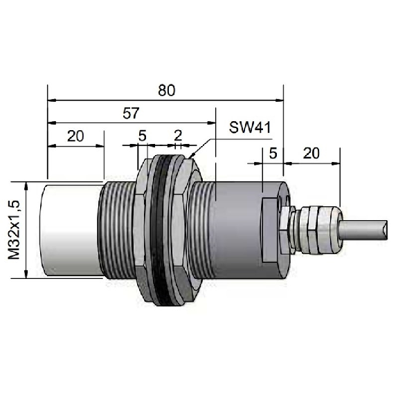 DPC Ex M32 PNP NO+NF P30mm non noyé 80(37)mm Inox / Câble 3m-Lire la description