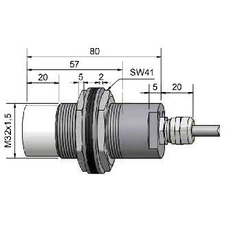 DPC Ex M32 PNP NO+NF P30mm non noyé 80(37)mm Inox / Câble 3m-Lire la description