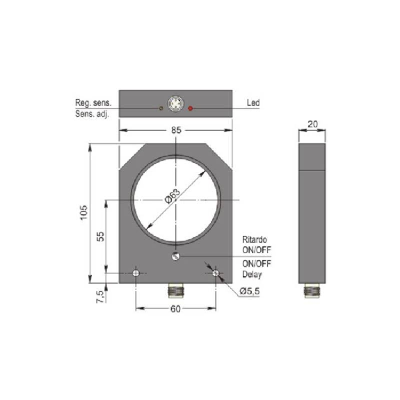 DPI Annulaire Ø=63mm PNP NO+NF 10-30Vdc / M12 4P DPI Annulaire Ø=63mm PNP NO+NF 10-30Vdc / M12 4P-Lire la description